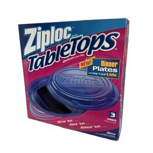 Ziploc Tabletops Lids Dinner Plates Snap n' Seal 3 plates New In Box